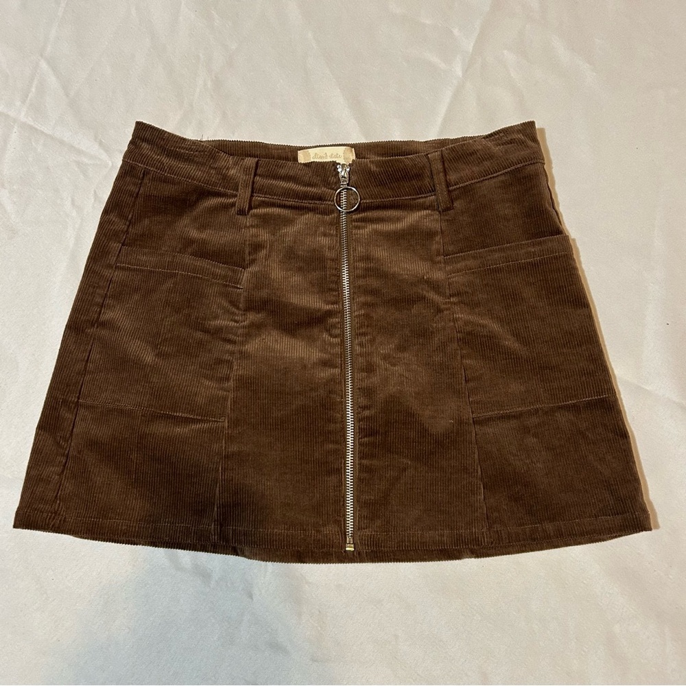 Altar'd State Brown A-line Mini Skirt Casual Size M lightweight corduroy